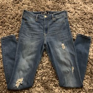 light blue high rise jean leggings